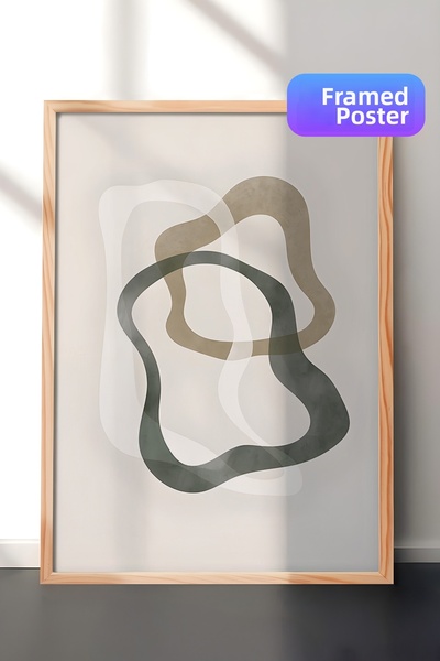 Postifull Tablou cu ramă din lemn, set de postere și rame, Abstract Green Sha...