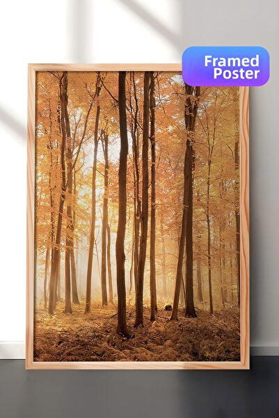 Postifull Pictură înrămată cu copaci de toamnă, cadru din lemn și poster, pic...