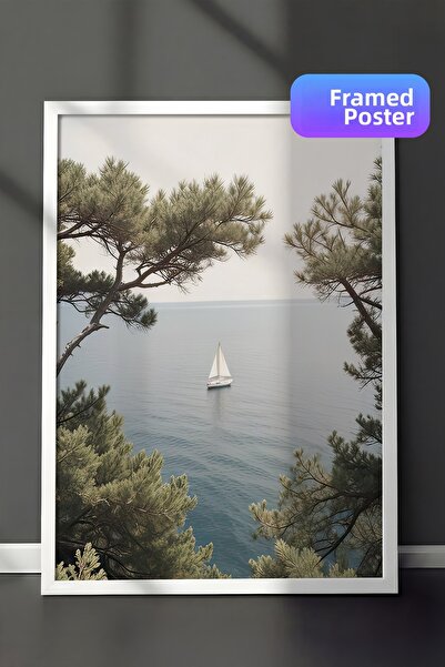 Postifull Πίνακας με κορνίζα με σκάφος της Τούσκανης, λευκό πλαίσιο και αφίσα...