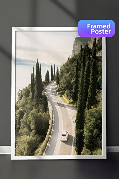 Postifull Pictură înrămată Garda Road, cadru alb și poster, pictură verticală...