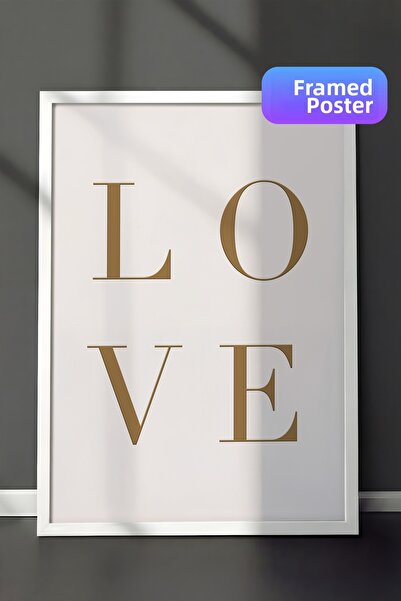 Postifull Златна любовна картина в рамка, бяла рамка и постер, вертикална кар...