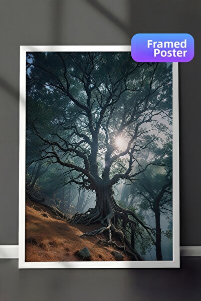 Postifull Pictură înrămată Whomping Willow, cadru alb și poster, pictură mura...