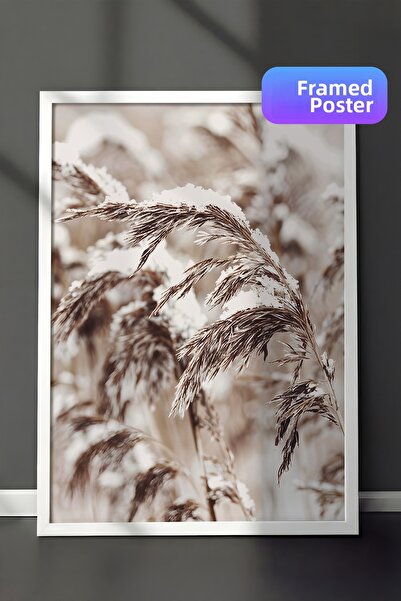 Postifull Πίνακας Χριστουγέννων Snowy Reed, Λευκός Πίνακας με Πλαίσιο και Αφί...