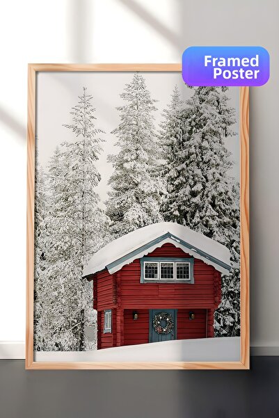 Postifull Дървена рамка за картина, коледна афиша, коледна украса, червена ва...