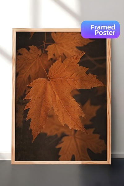 Postifull Πίνακας με κορνίζα με φύλλα, Ξύλινος κορνίζα και αφίσα, Κάθετη ζωγρ...