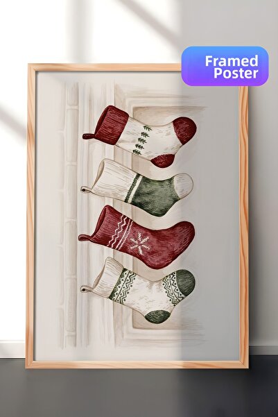 Postifull Tablou cu ramă din lemn, poster de Crăciun, Home Is Wherever We're ...