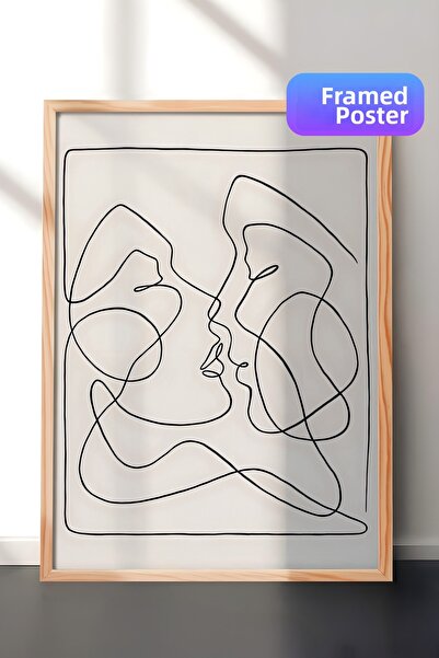 Postifull Tablou cu rama din lemn, set de postere si rame, One Line Art No 3 ...