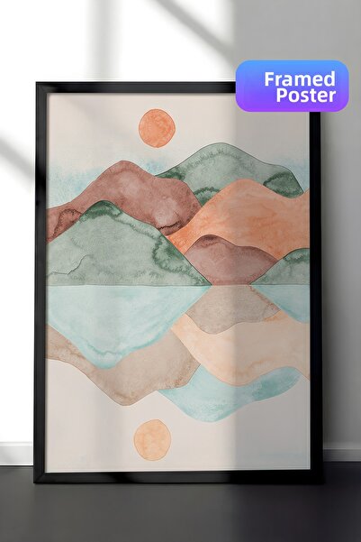 Postifull Εικόνα με αντανάκλαση ακουαρέλας με κορνίζα, Κάθετη ζωγραφική τοίχο...