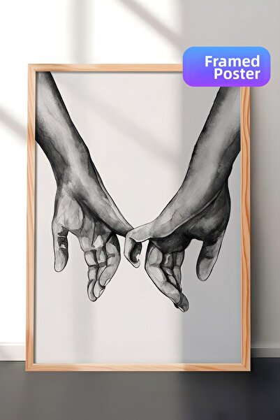 Postifull Εικόνα με ακουαρέλα με χέρια, ξύλινο πλαίσιο και αφίσα, ζωγραφική τ...