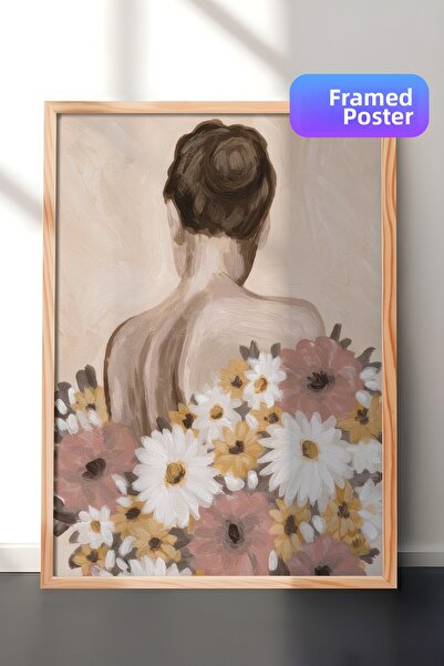 Postifull Pictură înrămată cu flori, cadru din lemn și poster, pictură de per...