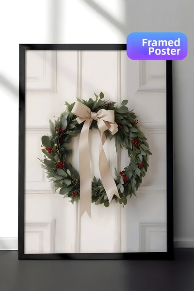 Postifull Tablou cu rama neagra, poster de Anul Nou, decor de Anul Nou, coroa...