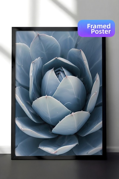 Postifull Pictură înrămată cu cactus albastru, cadru negru și poster, pictură...