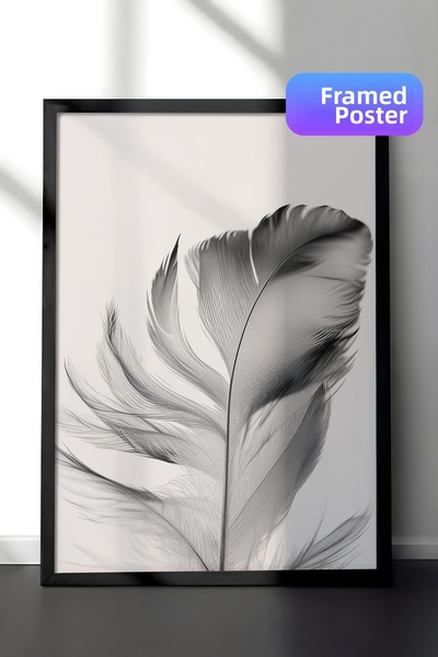 Postifull Pictură înrămată cu pene, cadru negru și poster, pictură verticală ...