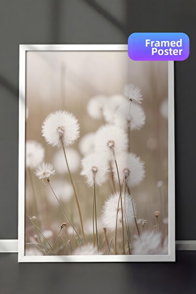 Postifull Картина с памучна трева в рамка, бяла рамка и постер, вертикална ка...