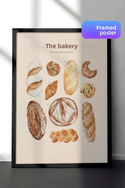 Postifull Πίνακας με κορνίζα La Boulangerie No1, Μαύρος καρέ και αφίσα, Σειρά...