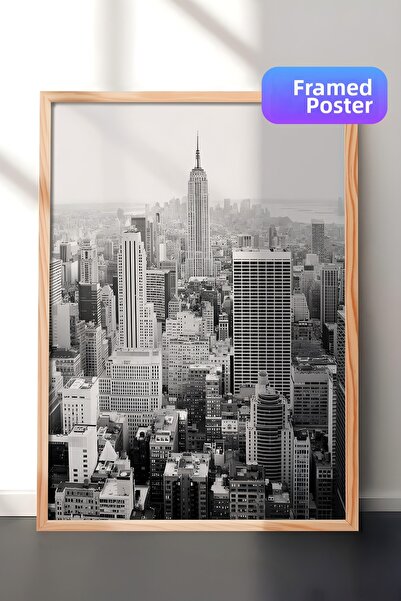 Postifull Pictură înrămată din New York City, cadru din lemn și poster, pictu...