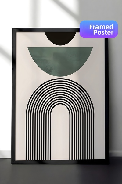 Postifull Tablou cu ramă neagră, set de postere și rame, Mid Century Green No...