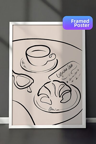 Postifull Pictură înrămată pentru mic dejun francez, cadru alb și poster, pic...
