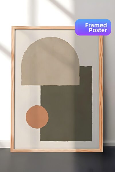 Postifull Tablou cu rama din lemn, set de postere si rame, Earthy Geometrics ...