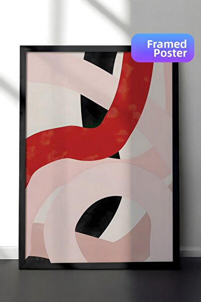 Postifull Tablou cu ramă neagră, set de postere și rame, Pink And Red Brush S...