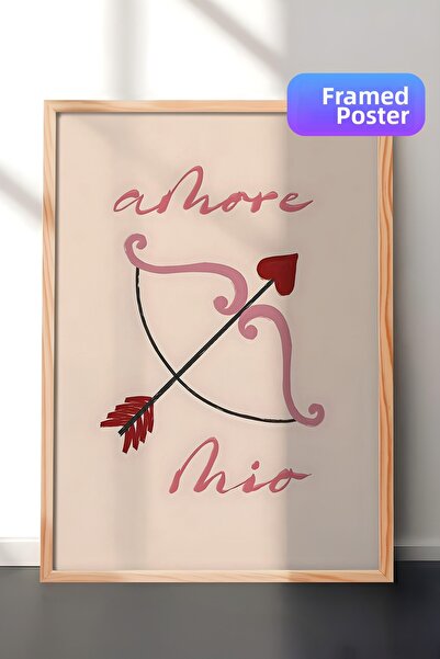 Postifull Tablou cu rama din lemn, set de postere si rame, seria Amore Mio Co...