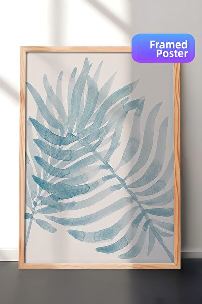 Postifull Pictură înrămată cu frunze în acuarelă, cadru din lemn și poster, p...