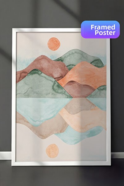 Postifull Εικόνα με αντανάκλαση ακουαρέλας με κορνίζα, Κάθετη ζωγραφική τοίχο...