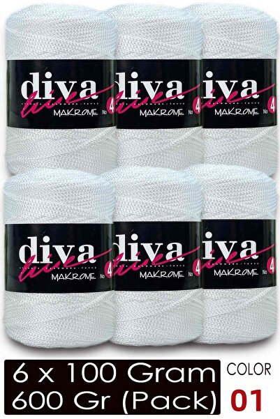 Diva İplik Diva Macrame Cord Thick (No:4) 01 White (Pack of 6)