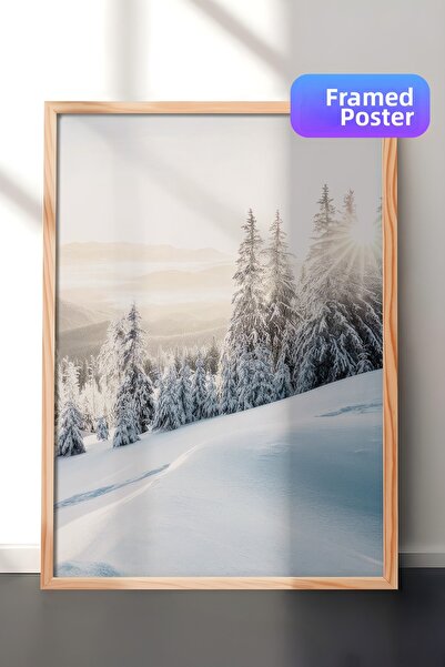 Postifull Pictură înrămată Winter Sunrise, cadru din lemn și poster, pictură ...