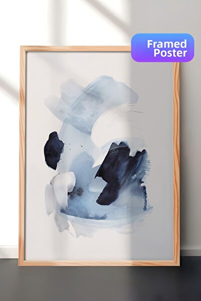 Postifull Tablou cu rama din lemn, set de postere si rame, Watercolor Blues C...