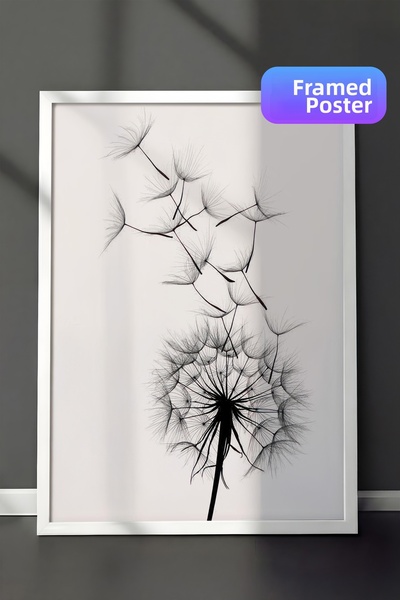 Postifull Πίνακας με κορνίζα Dandelion wish, Λευκό πλαίσιο και αφίσα, Σειρά C...