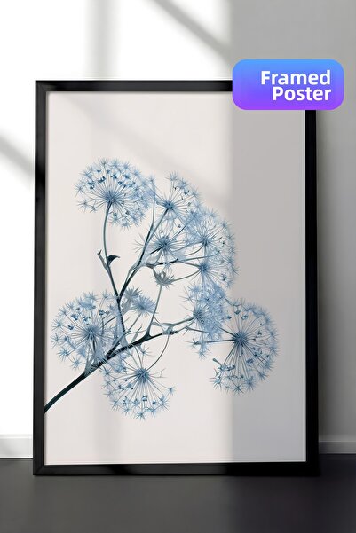 Postifull Ζωγραφική με κορνίζα μπλε πικραλίδα, μαύρο πλαίσιο και αφίσα, ζωγρα...