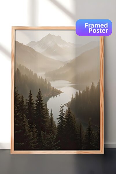 Postifull Pictură înrămată cu lacul magic, cadru din lemn și poster, pictură ...