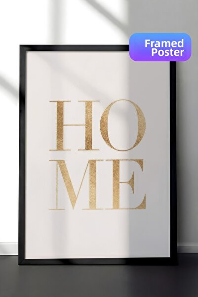 Postifull Tablou înrămat Gold Home, cadru negru și poster, pictură verticală ...