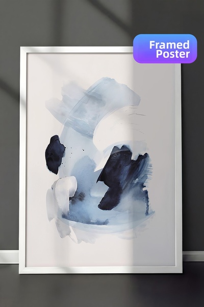 Postifull Tablou cu ramă albă, set de postere și rame, Watercolor Blues Comfo...