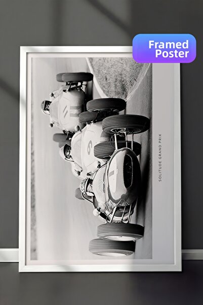 Postifull Pictură înrămată vintage Grand Prix, cadru alb și poster, pictură m...