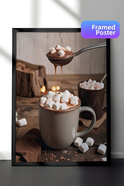 Postifull Πίνακας με κορνίζα με σχέδιο κούπας σοκολάτας, μαύρο πλαίσιο και αφ...