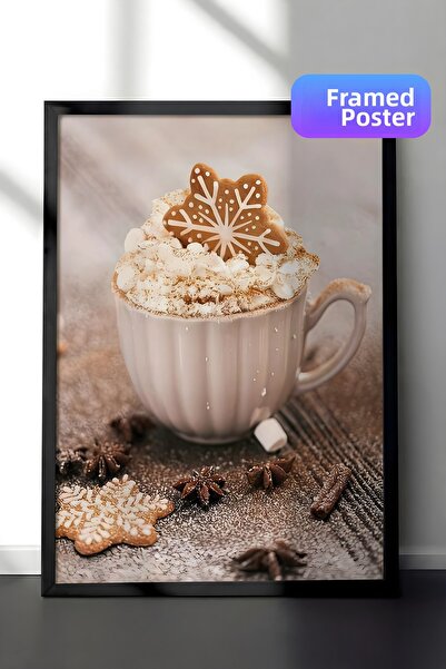 Postifull Tablou cu rama neagra, poster de Anul Nou, decor de Anul Nou, Cream...