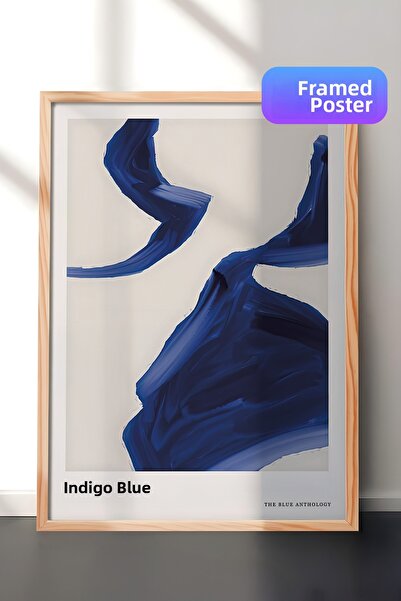 Postifull Tablou cu rama din lemn, set de postere si rame, seria Indigo Abstr...