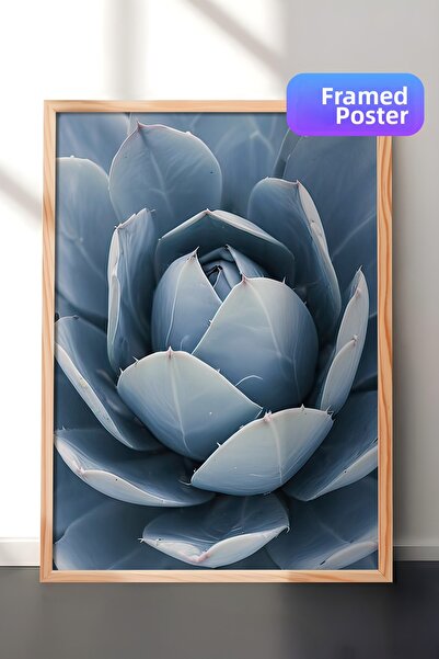 Postifull Pictură înrămată cu cactus albastru, cadru din lemn și poster, pict...