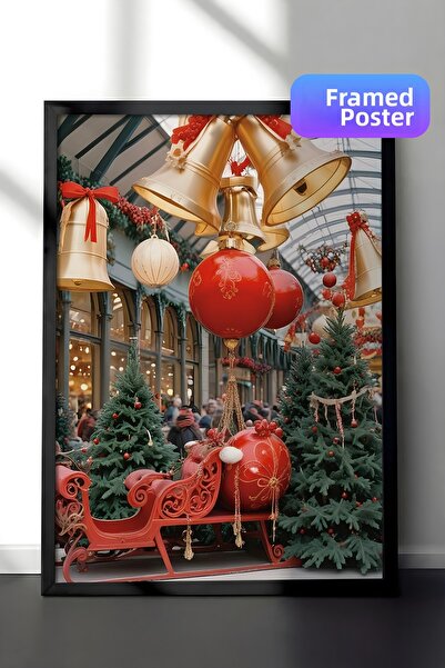 Postifull Картина с черна рамка, новогодишен плакат, новогодишна украса, коле...