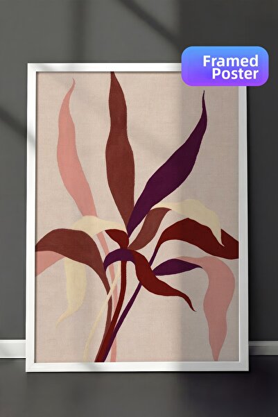 Postifull Ζωγραφική με φύλλα λιναριού με κορνίζα, λευκό πλαίσιο και αφίσα, κά...