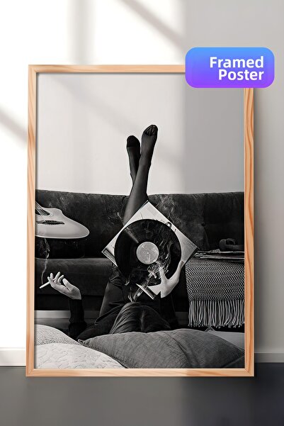 Postifull Tablou înrămat cu vinil, cadru din lemn și poster, pictură de peret...