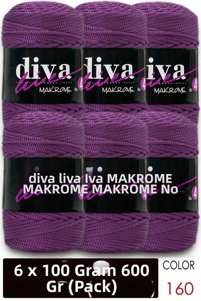 Diva İplik Diva Macrame Cord Thick (No:4) 160 Plum (Pack of 6)