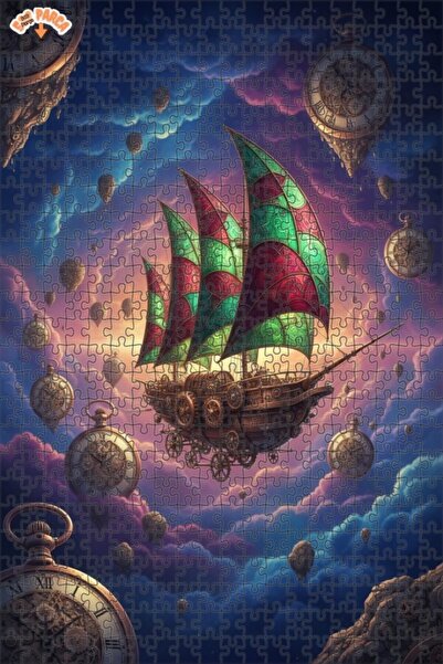 Teona Ahşap لغز خشبي مؤطر بطبقتين بمظهر لوحة زيتية لسفينة السماء الغامضة 500 ...