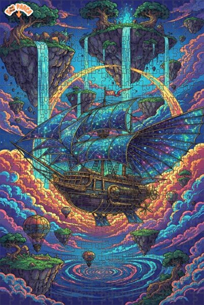 Teona Ahşap لغز خشبي رائع بإطار ذو طابقين بمظهر لوحة زيتية لسفينة سماوية 500 ...