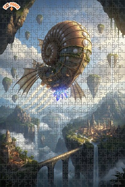 Teona Ahşap لغز خشبي رائع على شكل سفينة هوائية بطبقتين مع إطار 500 قطعة 50×30