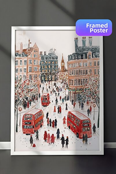 Postifull Tablou cu rama alba, pictura de perete cu design artistic, seria Co...