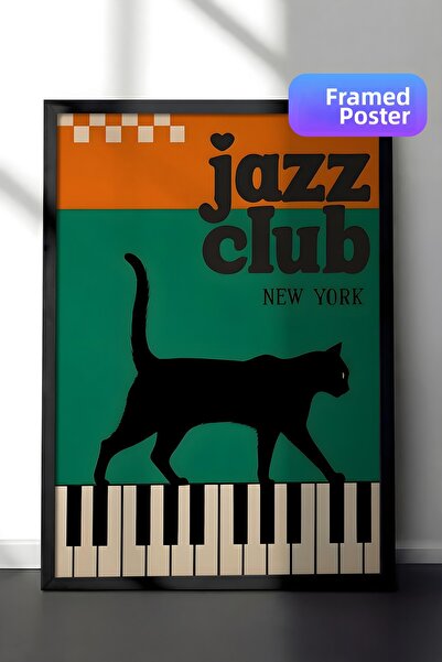 Postifull Black Framed Painting, the Black Cat Jazz Club - 1, Comfort Series ...