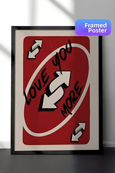 Postifull Pictură cu cadru negru, Love You More, Pictură de perete pentru buc...